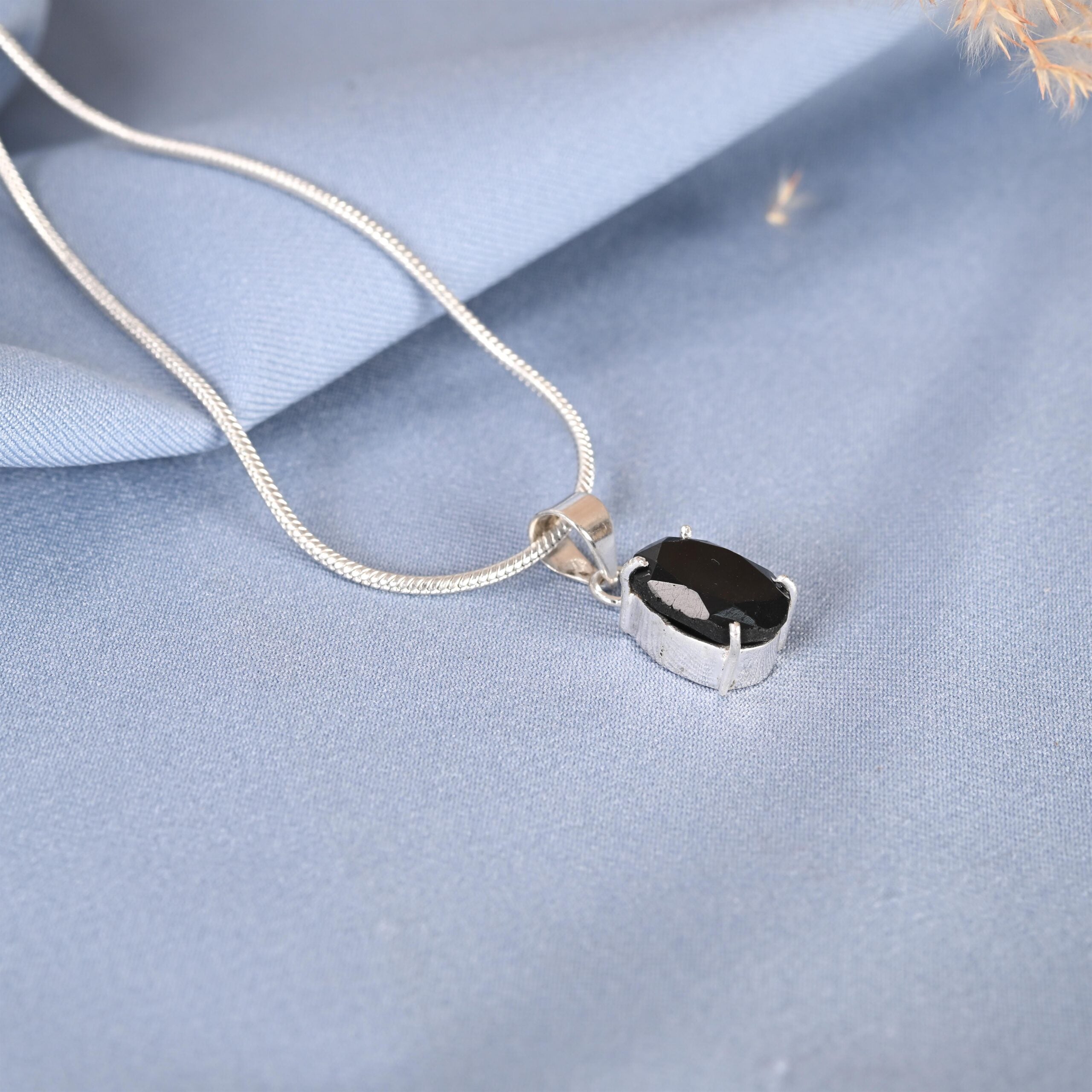 Oval Cut Black Tourmaline Pendant