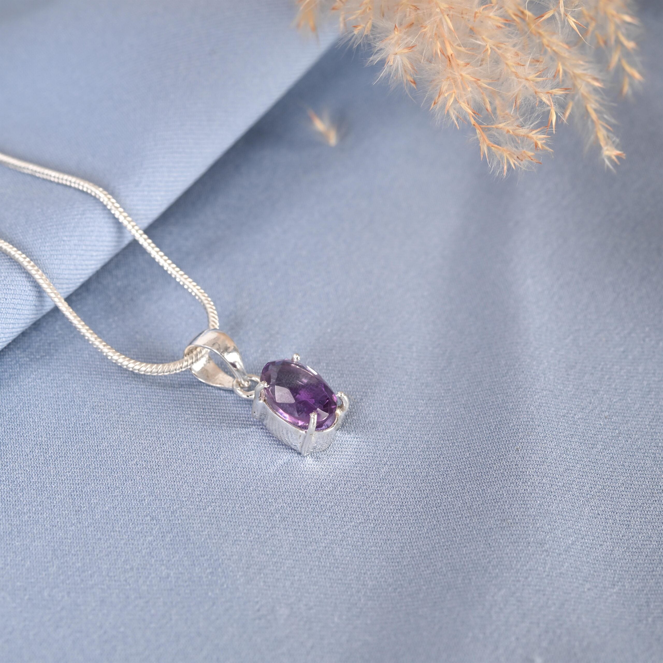 Oval Cut Amethyst Pendant