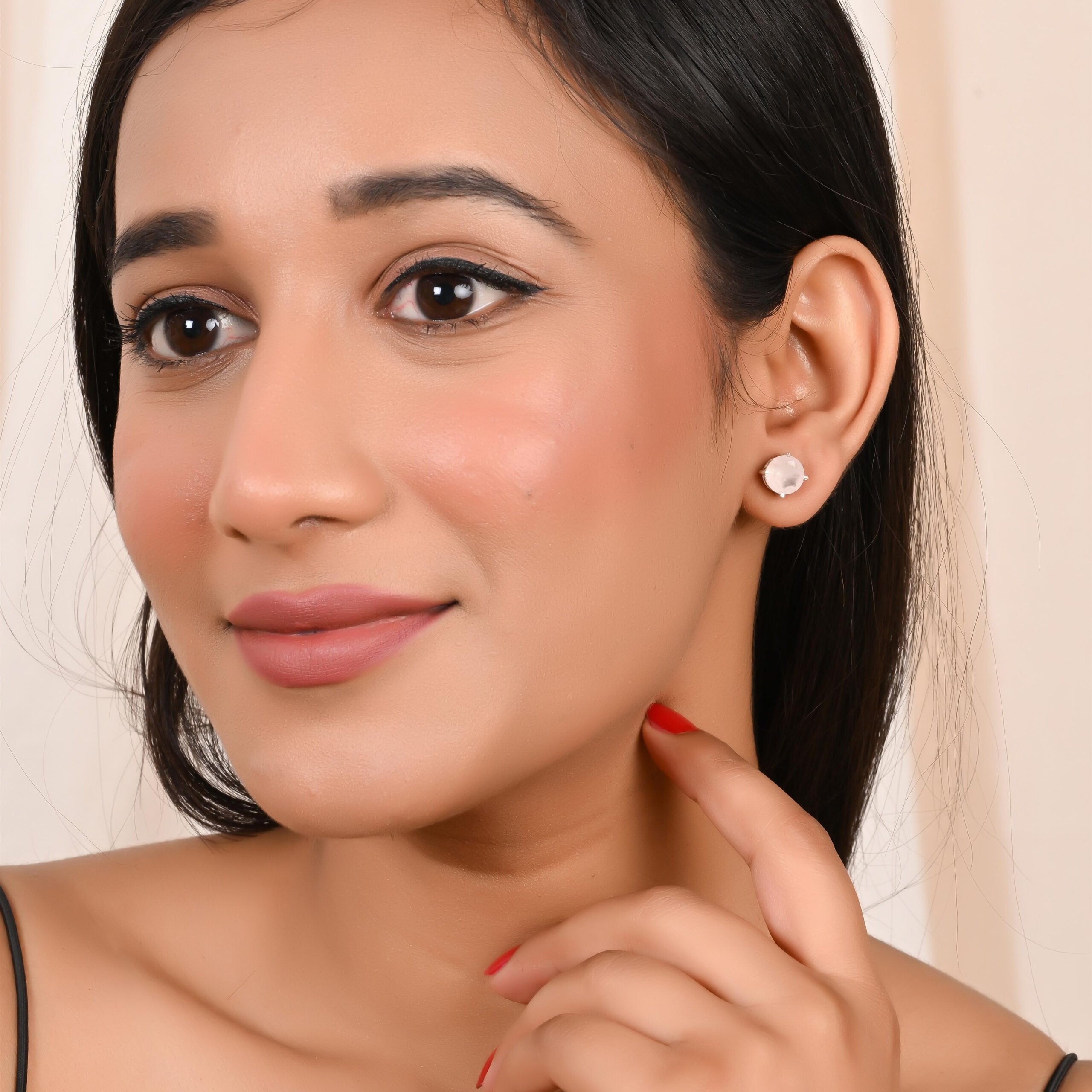 Rose Quartz Stud Earrings