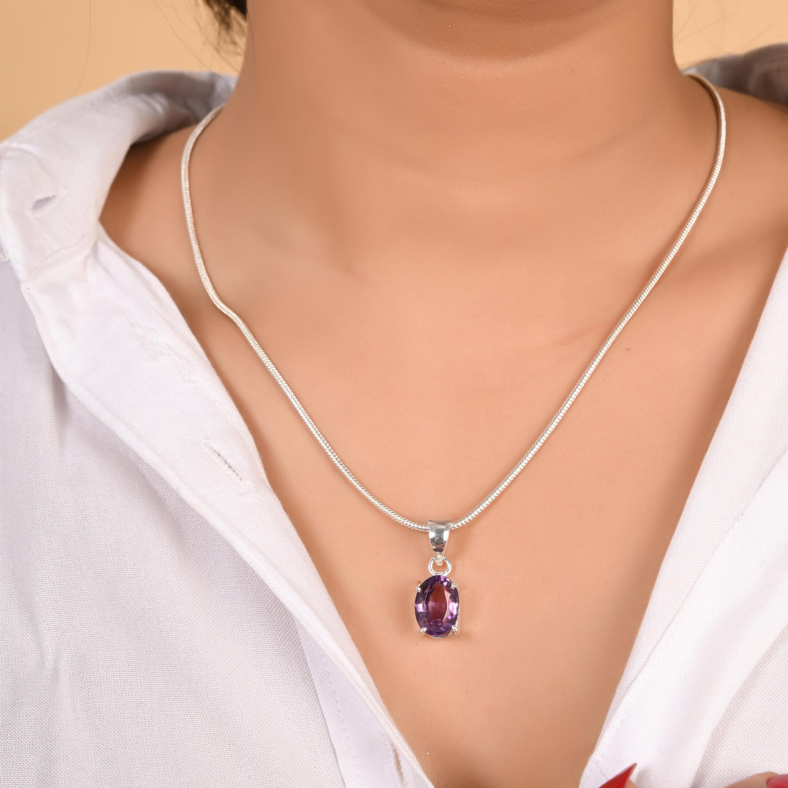 Oval Cut Amethyst Pendant