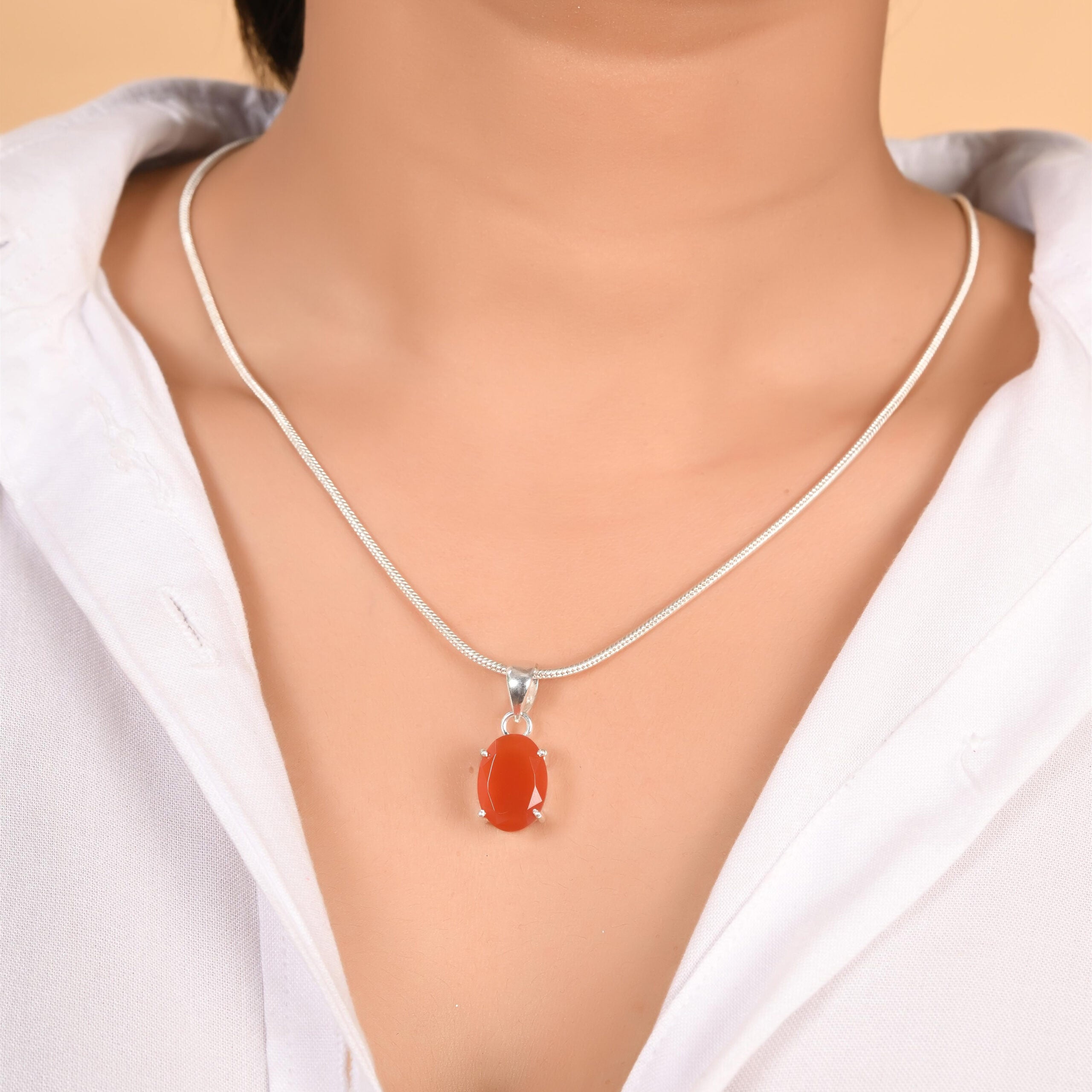 Oval Cut Carnelian Pendant