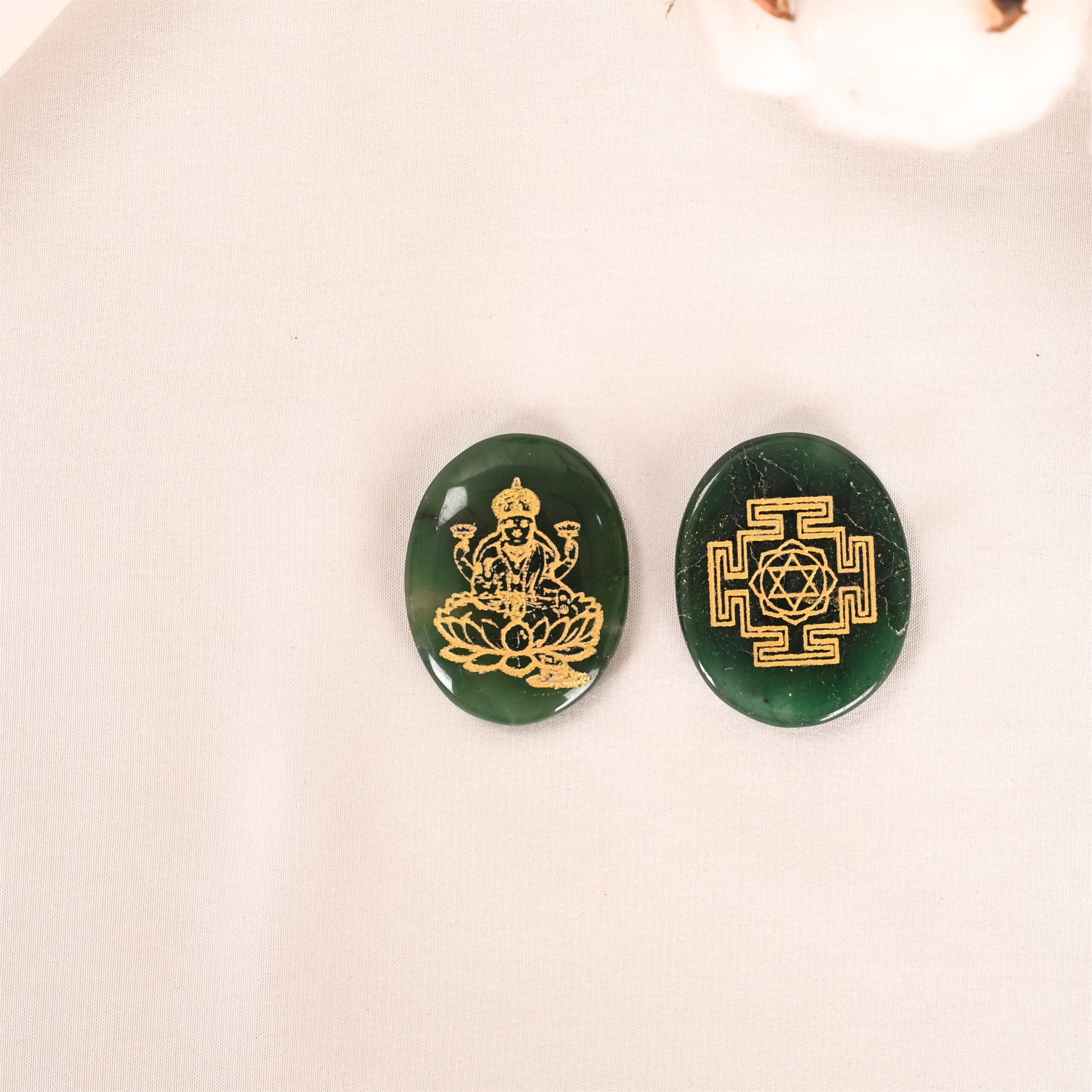 Green Jade Lakshmi Zibu Coin