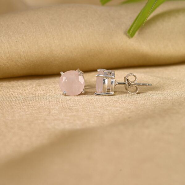 Rose Quartz Stud Earrings - Image 2