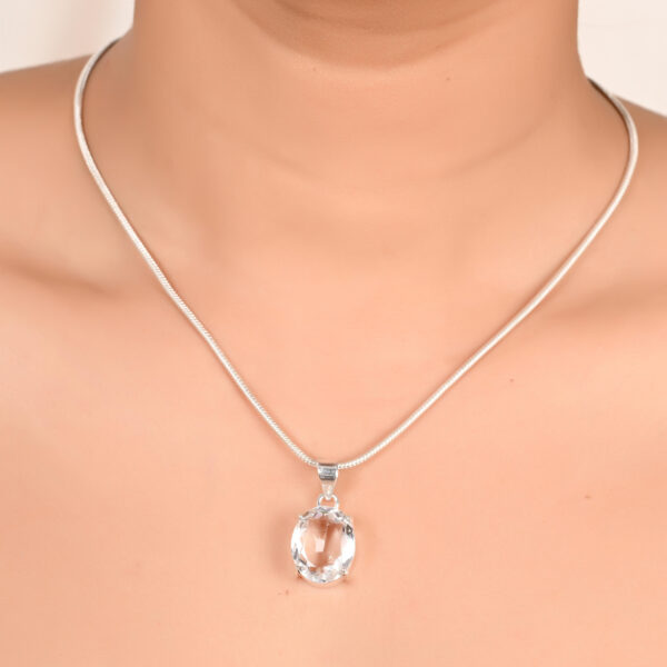 Oval Cut Clear Quartz Pendant - Image 3