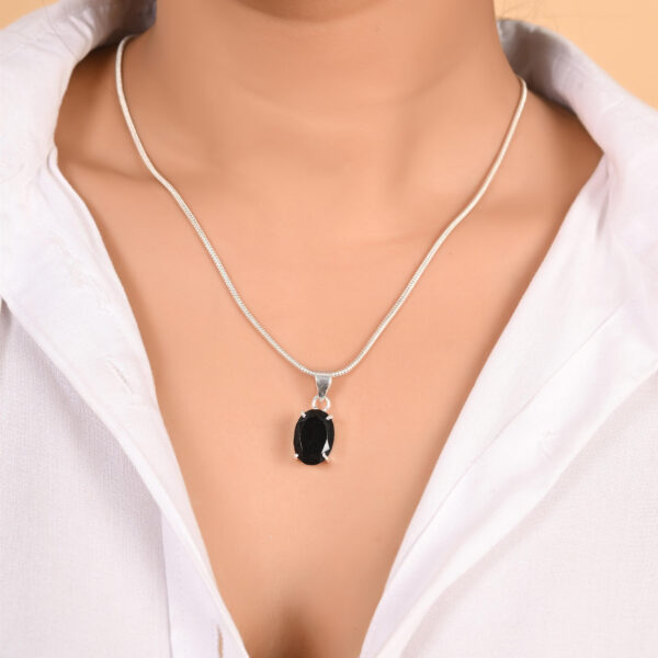 Oval Cut Black Tourmaline Pendant - Image 3